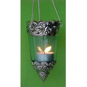 ที่ใส่เทียนทีไลท์แบบแขวนทำจากทองเหลืองสีเงิน & กระจกใสสำหรับตกแต่งบ้านห้องนั่งเล่นระเบียงและสวน - Product Image 1