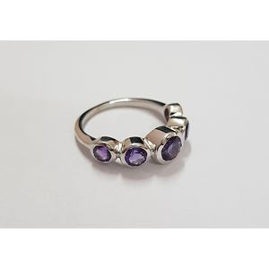 Shah Gems 925 Sterling <b>Silver</b> Fine Jewelry <b>Ring</b> Natural Amethyst and <b>Opal</b> Garnet with Rhodium Plating Everyday Wear for Women - Product Image 1