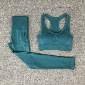 2024 femmes marque privée doux sans couture gymnastique entraînement tenue ensemble 2 pièces côtelé Yoga Fitness taille élastique extensible sans couture Yoga - Product Image 4