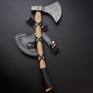 ขวานโทมาฮอว์คเหล็กดามัสกัสคุณภาพสูง ผลิตด้วยมือ ตีขึ้นรูปด้วยไม้ สำหรับงาน DIY อุตสาหกรรม ขวานแบบกำหนดเองสำหรับการตั้งแคมป์และการล่าสัตว์ - Product Image 2