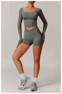 ชุดออกกำลังกายระบายอากาศได้ดีชุดออกกำลังกายสองชิ้นสำหรับผู้หญิงชุดออกกำลังกายฟิตเนสชุดออกกำลังกาย - Product Image 5