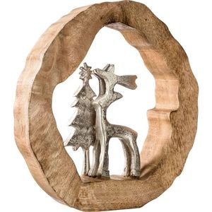 Round <b>Wood</b> Circle Metal Reindeer Christmas Decorative Ornament <b>Shelf</b> & Table Decor High Quality Material Used Factory Price - Product Image 1