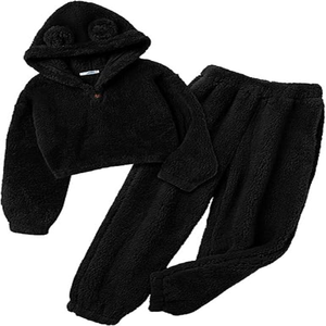 Conjunto de Ropa Casual de Invierno para Niños de 2 Piezas, Sudadera con Capucha de Orejas de Oso de Manga Larga Cómoda y Pantalones Deportivos de Felpa - Product Image 2