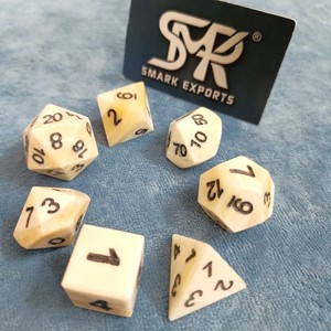 Classic Buffalo Bone Polyhedral <b>Dice</b> Set Handmade for RPG Sessions and Fantasy Board Game Collectors - Product Image 2