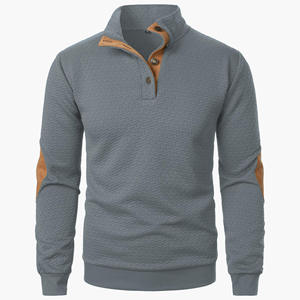 Sudaderas informales de otoño para hombre al por mayor con logotipo personalizado, Jersey bordado con cuello y botones, ropa a prueba de viento - Product Image 1