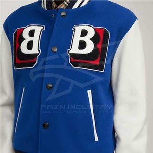 Nouvelle taille personnalisée Logo Letterman veste hommes polaire décontracté Patchwork recadrée Baseball Varsity vestes pour hommes - Product Image 3