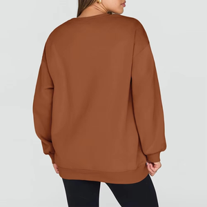 เสื้อสเวตเตอร์ขนแกะเนื้อนุ่มด้านหน้ามีฮู้ดแขนยาวทรงหลวมโอเวอร์ไซส์เปิดไหล่แบบลำลองสำหรับฤดูหนาวพิมพ์ลายออกแบบได้ตามต้องการ - Product Image 2