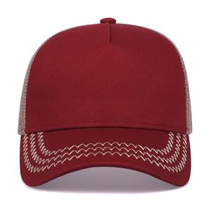 Factory Wholesale Custom 6 Panel Red Cotton Structured Fish Embroidered <b>Mens</b> Trucker Mesh Cap <b>Hats</b> - Product Image 6