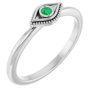 Stackable Evil Eye Trendy Gemstone <b>Rings</b> Religious Geometric Inlay Jewelry for Kids <b>Resizable</b> Brass with Plating Gift - Product Image 1