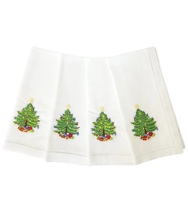 Serviette de table en coton blanc brodé sur mesure de haute qualité couverture de table à ourlet maison arbre de noël conception mariages noël - Product Image 1