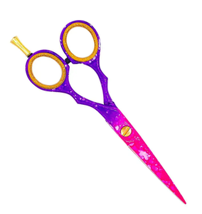 Ciseaux de coupe de cheveux à lame droite ciseaux de coiffure de salon avec repose-doigt amovible en or et anneau en caoutchouc, vente en gros - Product Image 4