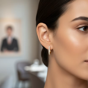 ต่างหูห่วงทองคำ 14K ประดับเพชรแท้ทรงกลมเจียระไนแบบบริลเลียนท์ ชุบโรเดียม สำหรับผู้หญิง ได้รับการรับรองจาก IGI - Product Image 5