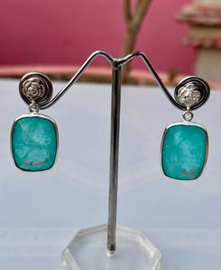 925 Sterling Silver <b>Emerald</b> <b>Earring</b> , Beautiful Women <b>Earring</b> , Beautiful <b>Emerald</b> <b>Earring</b> . - Product Image 1