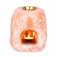 Portavelas Aromático de Cristal de Sal Hecho a Mano, Ambientes Serenos en el Hogar, 100% Sal de Roca del Himalaya Natural, Forma Natural, Vela de Té