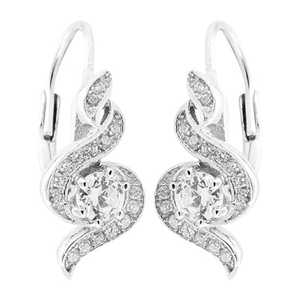 925 Silver Cubic Zirconia <b>Leverback</b> <b>Earrings</b> Women's Crystal Gift Product - Product Image 2