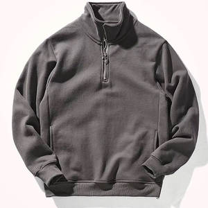 Sudadera con media cremallera de algodón de alta calidad para hombre OEM ODM personalizado de fábrica patrón sólido con capucha cuello falso sudaderas con cremallera para otoño - Product Image 1