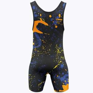 Vêtements de lutte personnalisés de haute qualité pour hommes, en tissu respirant imprimé par sublimation, sans bretelles, fermeture à pression - Product Image 6