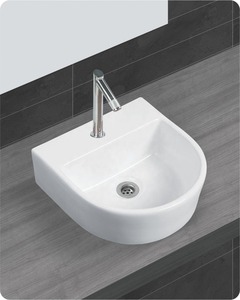 Lavabo rectangulaire en céramique moderne pour salle de bain avec égouttoir - Product Image 3