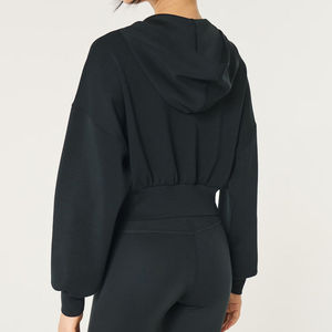 Sudadera con Capucha de Manga Larga para Mujer, Color Sólido, Cierre de Cremallera Frontal, Logotipo, 100% Algodón Ecológico, Alta Calidad para Gimnasio y Fitness - Product Image 4