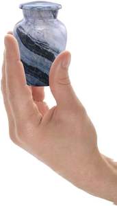 N. ° 1, urna de metal con ondas plateadas de tamaño pequeño del fabricante para cenizas de cremación de recuerdo, suministros funerarios al por mayor - Product Image 2