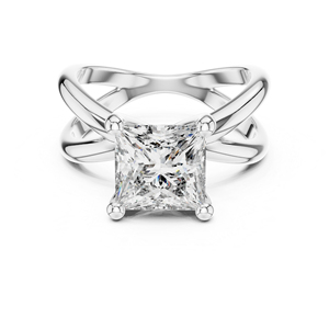 แหวนทองคำ 14K ประดับเพชรเพาะเลี้ยงทรงปรินเซส 3 กะรัต ดีไซน์หรูหราสำหรับผู้หญิง |   ชุดสำหรับงานปาร์ตี้ |   เพชรที่เพิ่งเพาะเลี้ยง - Product Image 2