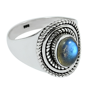 Joyería hecha a mano de la mejor calidad, anillo fabuloso de forma ovalada de piedras preciosas de labradorita Natural de Plata de Ley 925 para fiestas de cumpleaños - Product Image 1