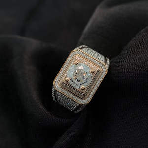 Hip Hop <b>Iced</b> Out Moissanite Diamond Round Cut Men's <b>Ring</b> Square Shape Jewelry For Men's Gift 925 Sterling Silver - Product Image 1