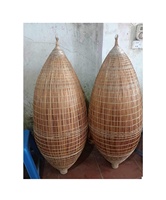 Vietnam traditionnel bambou rotin lampe-rond lustre en osier pour fête mariage maison jardin décoration bougeoirs en métal