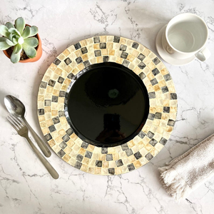 Handcrafted Mother of Pearl Inlay Dining Chargers for Formal Table <b>Settings</b> Eco-Friendly Wood Charger Plates Dinnerware <b>Dishes</b> - Product Image 1