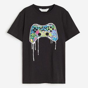 100% algodón chico camiseta Niño con logotipo personalizado manga corta Color bloque niños camiseta en precio de fábrica - Product Image 1