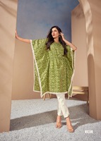 Katun berat cetak Batik dengan Foil bekerja Kaftan untuk kantor rumah dan luar ruangan pakaian dari pemasok India