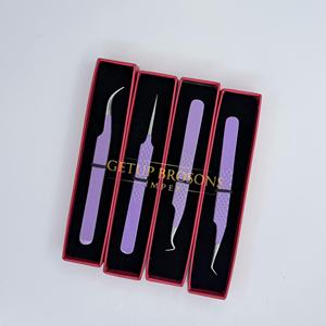 Pinzas de Acero Inoxidable para Extensión de Pestañas, Punta de Fibra, Recubrimiento en Polvo Morado, Pinzas de Aislamiento, Herramienta Profesional para Extensión de Pestañas - Product Image 5