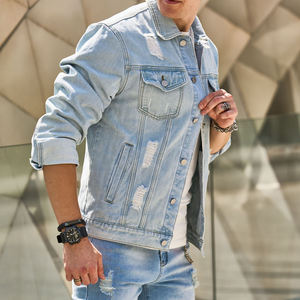 Chaqueta de Camisa vaquera de gran tamaño de moda para hombre, ropa de trabajo, abrigo elegante - Product Image 3