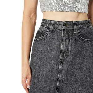 Jupe en jean à la mode longue d'été noire en coton de haute qualité pour femmes Service OEM personnalisé Robes décontractées de couleur unie Jupe en jean - Product Image 6