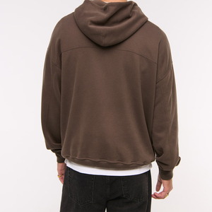 เสื้อฮู้ดดี้ผู้ชายแบบมีซิป ผ้าฝ้าย 100% ทรงโอเวอร์ไซส์ แบบครอป ซิปด้านหน้า ไหล่ตก ทรงหนา สไตล์สตรีทแวร์ - Product Image 4