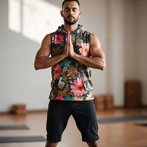 Sweat à capuche à sublimation pour hommes 100% coton, polyester, imprimé, jogging, fitness, yoga - Product Image 5