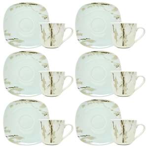 Set di 6 tazze da caffè e tè con piattini-Hummus Design eleganza in porcellana - Product Image 1