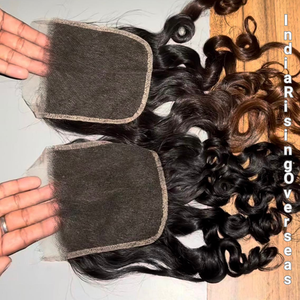 Cheveux humains indiens véritables, texture bouclée rebondissante, closure en dentelle HD, cheveux de donneur unique, cheveux de temple bon marché, directement de l'usine - Product Image 2