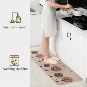 Ensemble de deux tapis de cuisine anti-fatigue, surface en lin personnalisée avec motif original, dos en caoutchouc, lavables, tapis rectangulaires - Product Image 6