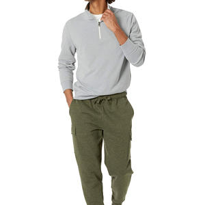 Haute qualité quart Zip pull sweats hommes coton mélangé Logo personnalisé poids lourd coton polaire demi fermeture éclair sweat - Product Image 1