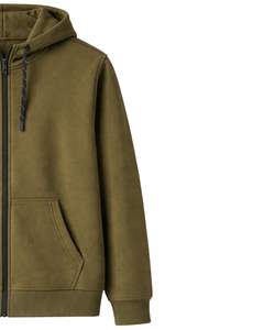 Sweat à capuche zippé vert olive pour homme, en molleton de coton premium, sweat à capuche décontracté d'hiver, veste streetwear avec poches, OEM en vrac - Product Image 3