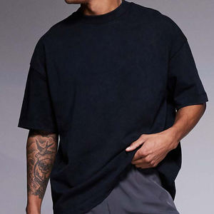 T-shirt pour homme 100% coton, logo personnalisé, design de qualité supérieure, col rond, surdimensionné, épaules tombantes, streetwear, t-shirts vierges pour hommes - Product Image 2