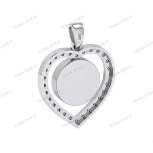 925 Sterling Fine Silver 10mm Minimalist Heart Pendant in Custom Wedding Pre Notch <b>Couple</b> Keepsake with Zircon For Women Jewelry - Product Image 4