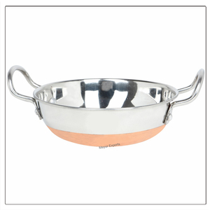 Plat de service classique en acier inoxydable écologique de 18 cm, base en cuivre durable, poignées en métal, ensemble de batterie de cuisine essentiel pour la maison - Product Image 3