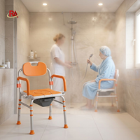 Chaise de douche médicale avec siège rembourré, accoudoirs et pieds antidérapants pour l'aide aux personnes âgées dans la salle de bain