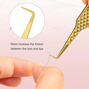 Pinzas personalizadas de acero inoxidable de 90 grados para extensión de pestañas Pinzas de extensión de pestañas con punta de fibra a la venta - Product Image 2