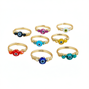 Anillos Chapados en Oro Estilo Boho con Cuentas Vibrantes para Reventa de Joyería Corporal de Moda - Product Image 3