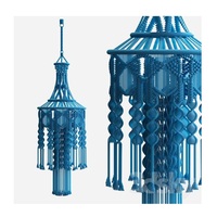Suspension Macramé Jaune Vif, Décoration Bohème pour la Maison, Design Artisanal à Nœuds, Corde de Coton Tressée, Éclairage Joyeux, Lustre d'Anniversaire