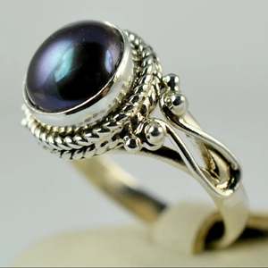 Navya <b>Craft</b> Handmade 925 Sterling Silver Peacock Black Pearl <b>Ring</b> Freshwater June Birthstone Jewelry for Women Boho <b>Ring</b> - Product Image 6