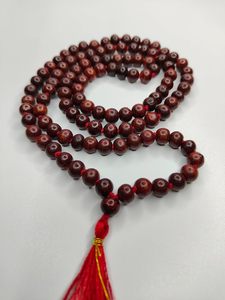 Lal Chandan Mala ลูกปัด8มม. แท้ถุงผ้าฝ้าย Gaumukhi ลูกปัดไม้จันทน์สีแดงธรรมชาติมาลาสำหรับทำสมาธิ - Product Image 3